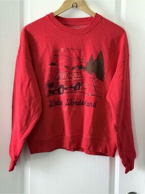 American Eagle Holiday Bronco Graphic Relaxed Sweatshirt Red
Size S